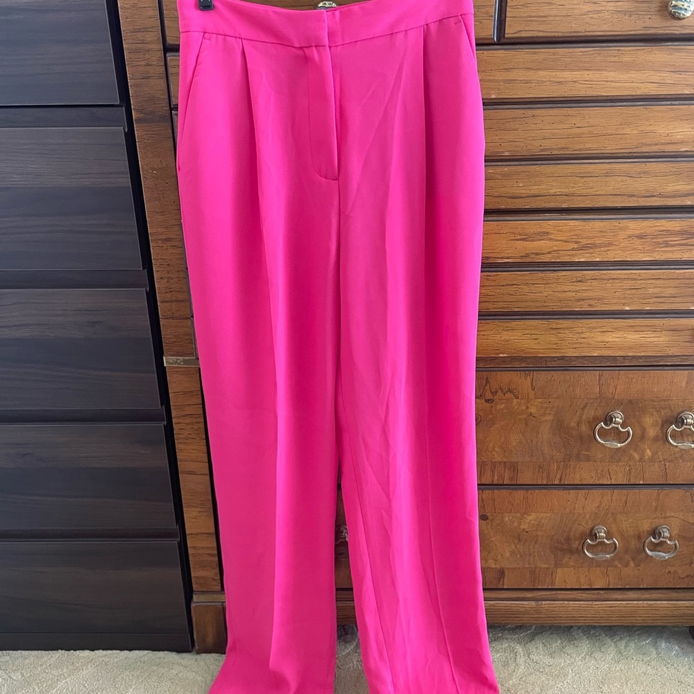 Zara Pink Wide Leg Pants with Elegant Pleats